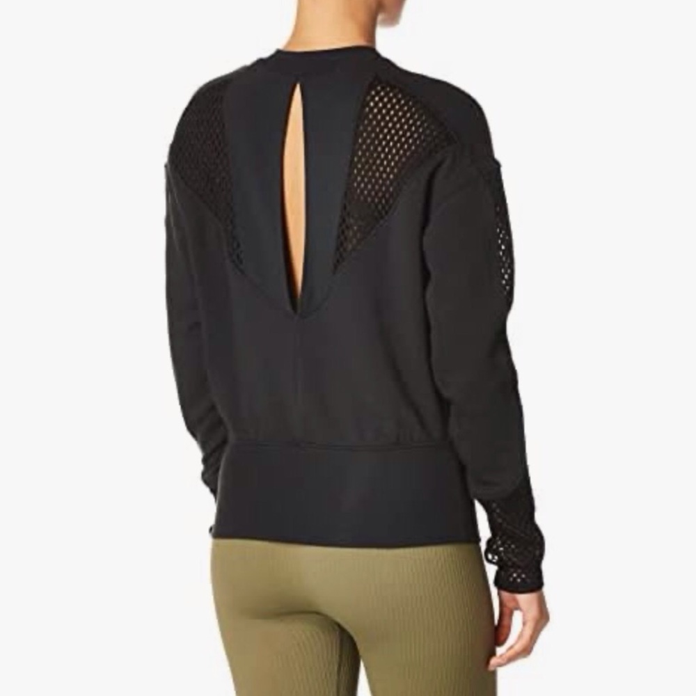 ALO Yoga Black Mesh Panel Keyhole Pullover